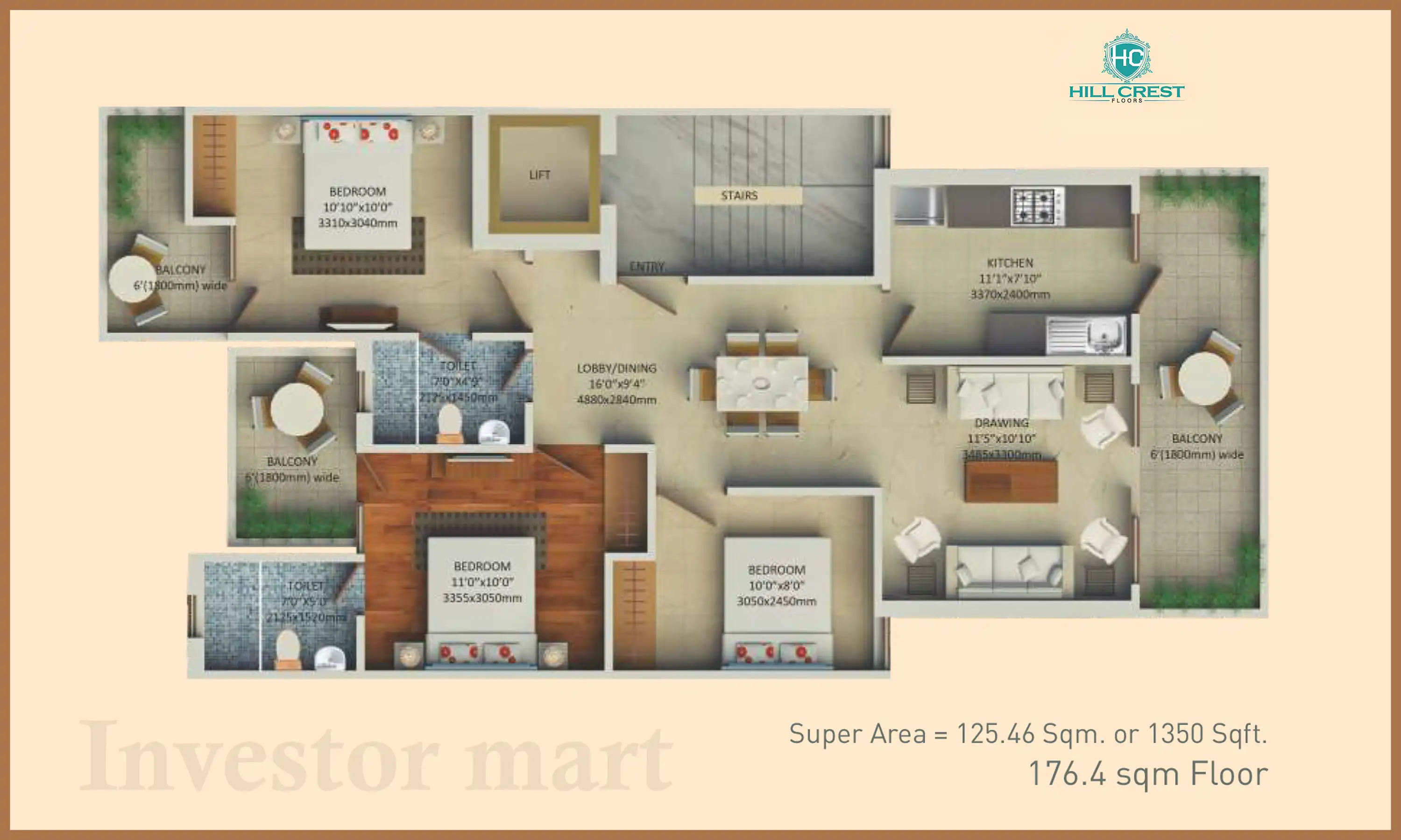 1350 Sqft