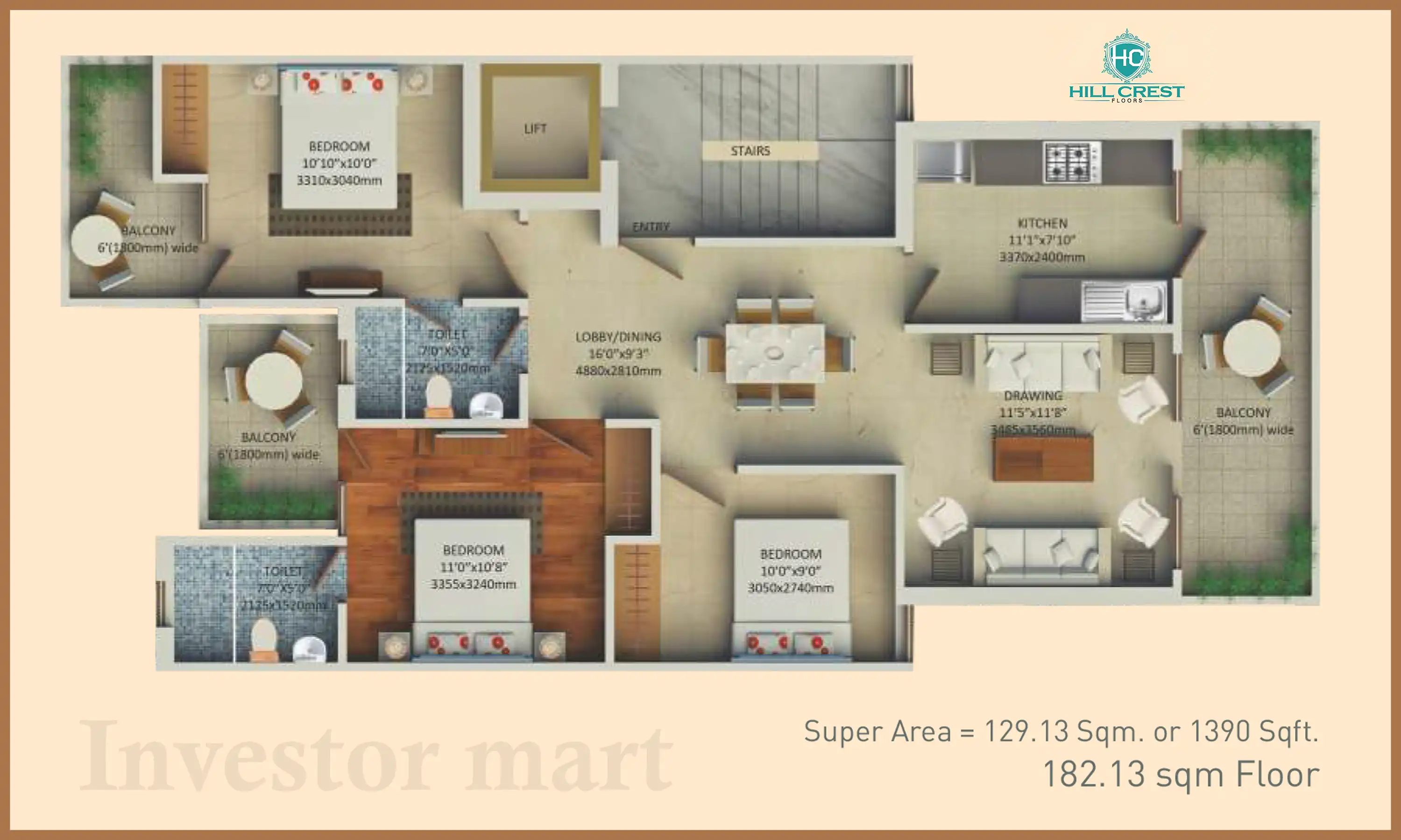 1390 Sqft
