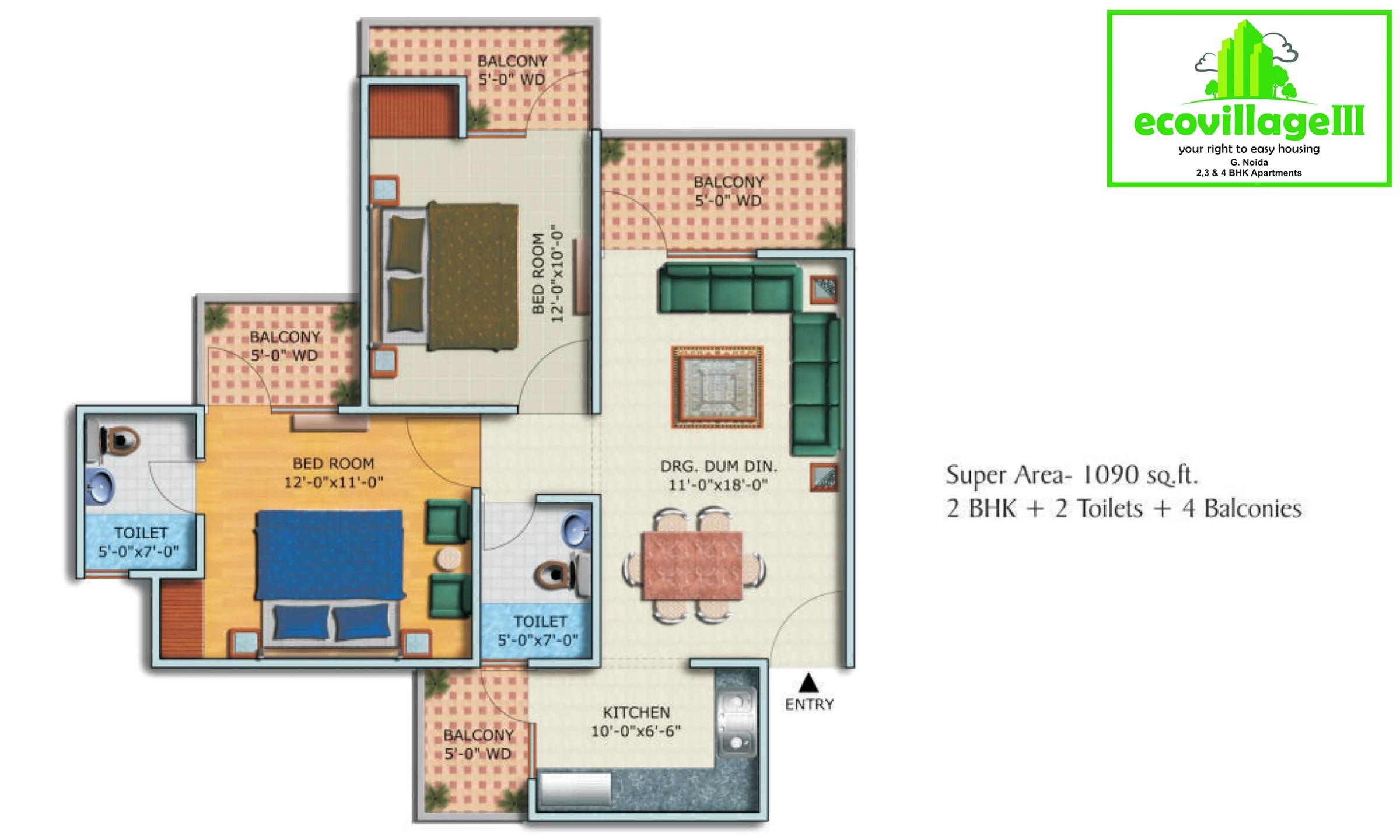 1090 Sqft