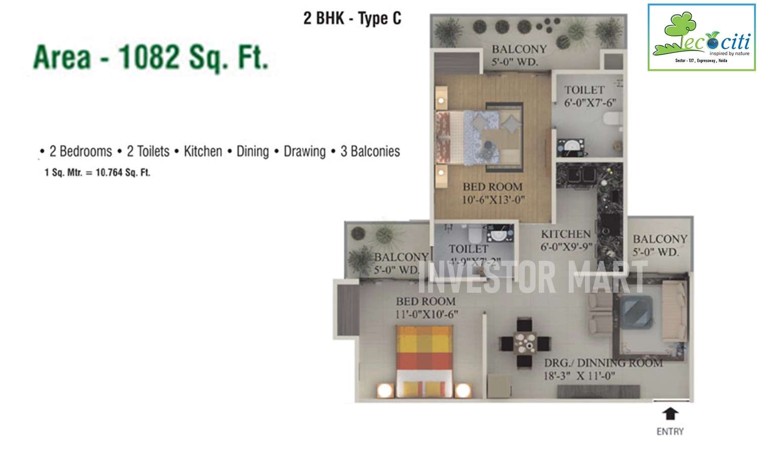 1082 Sqft