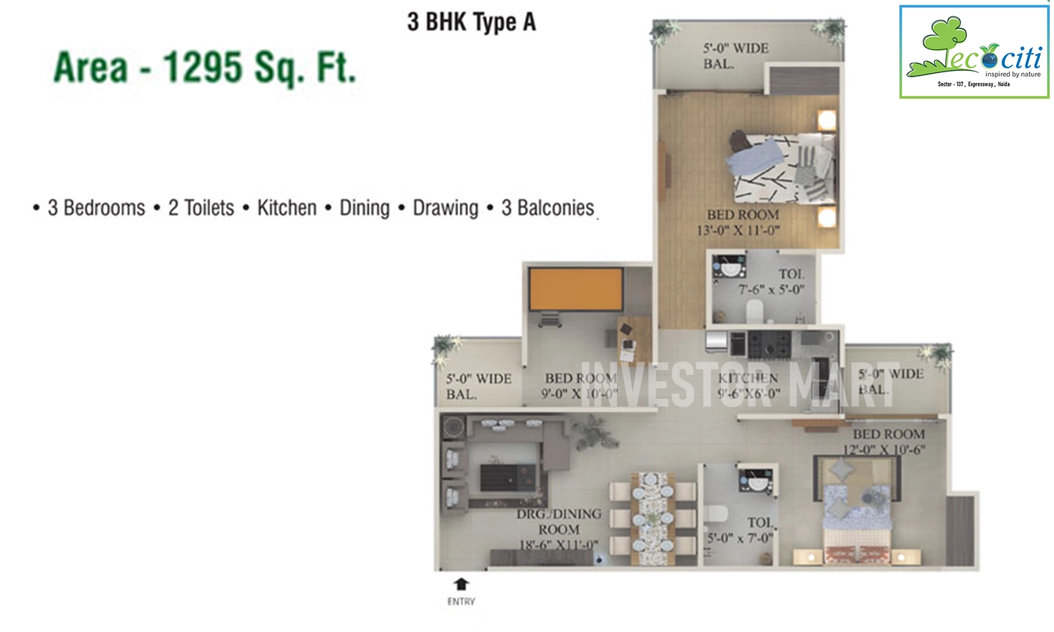 1295 Sqft