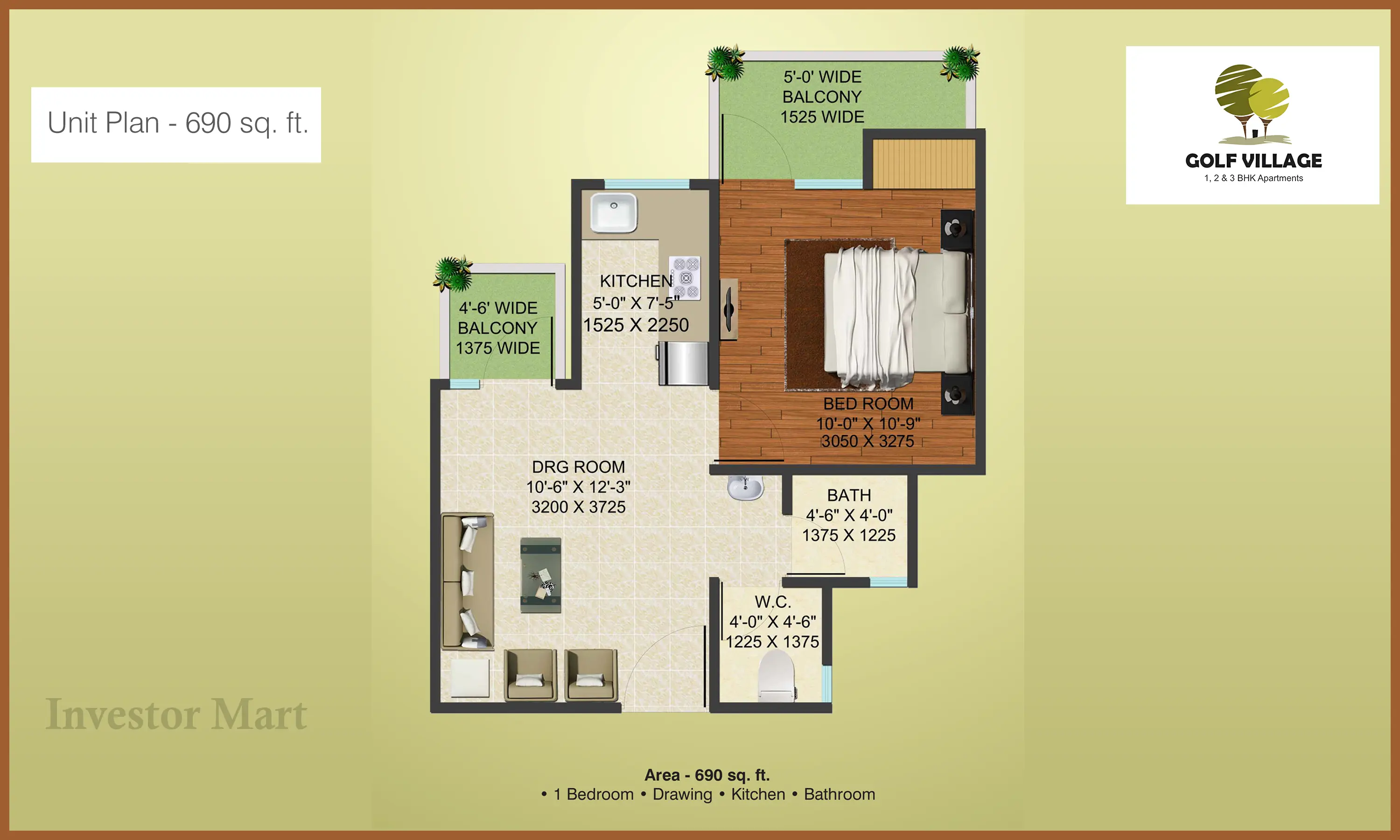 690 Sqft