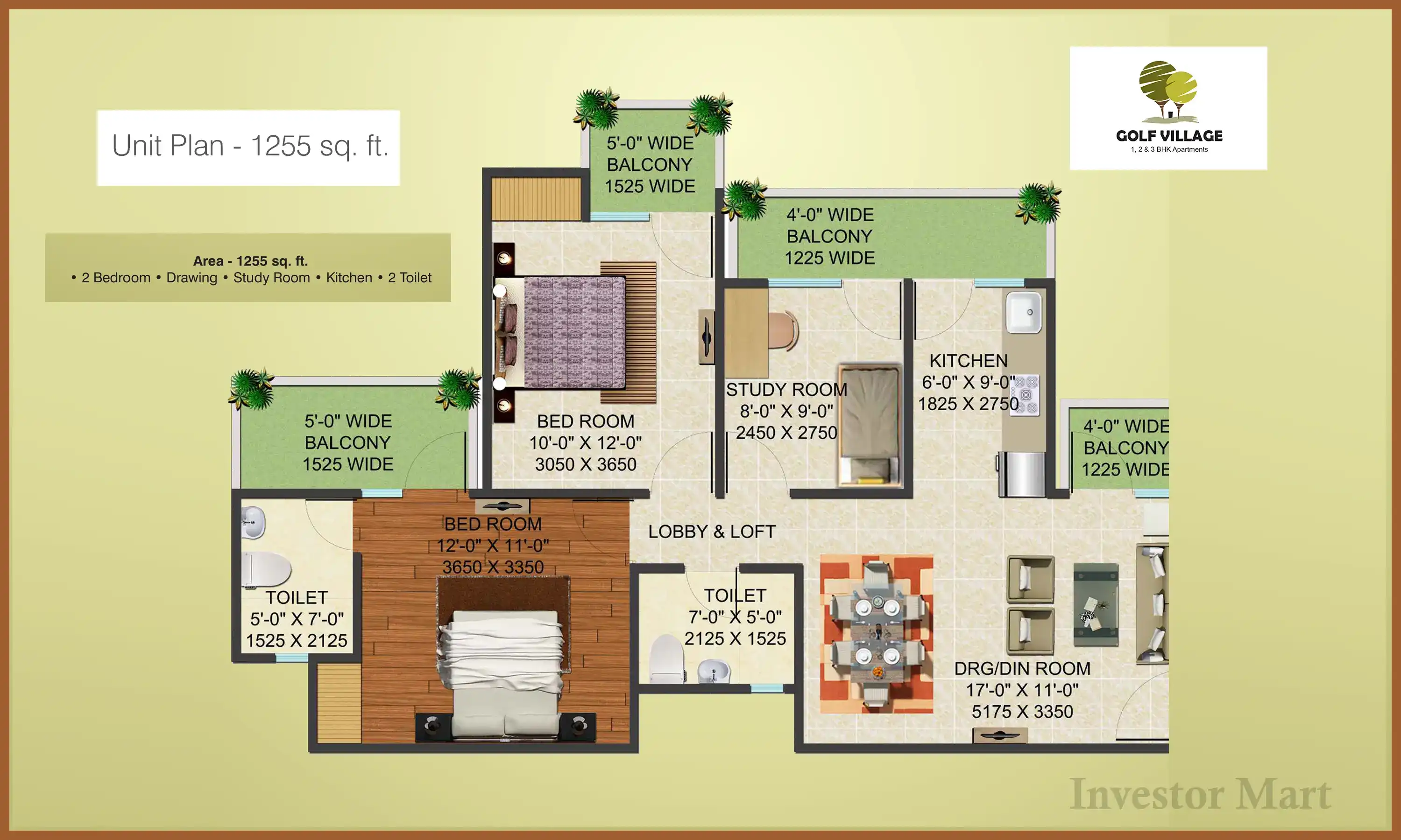 1255 Sqft