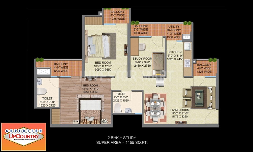 1155 Sqft