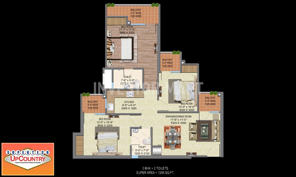 1295 Sqft