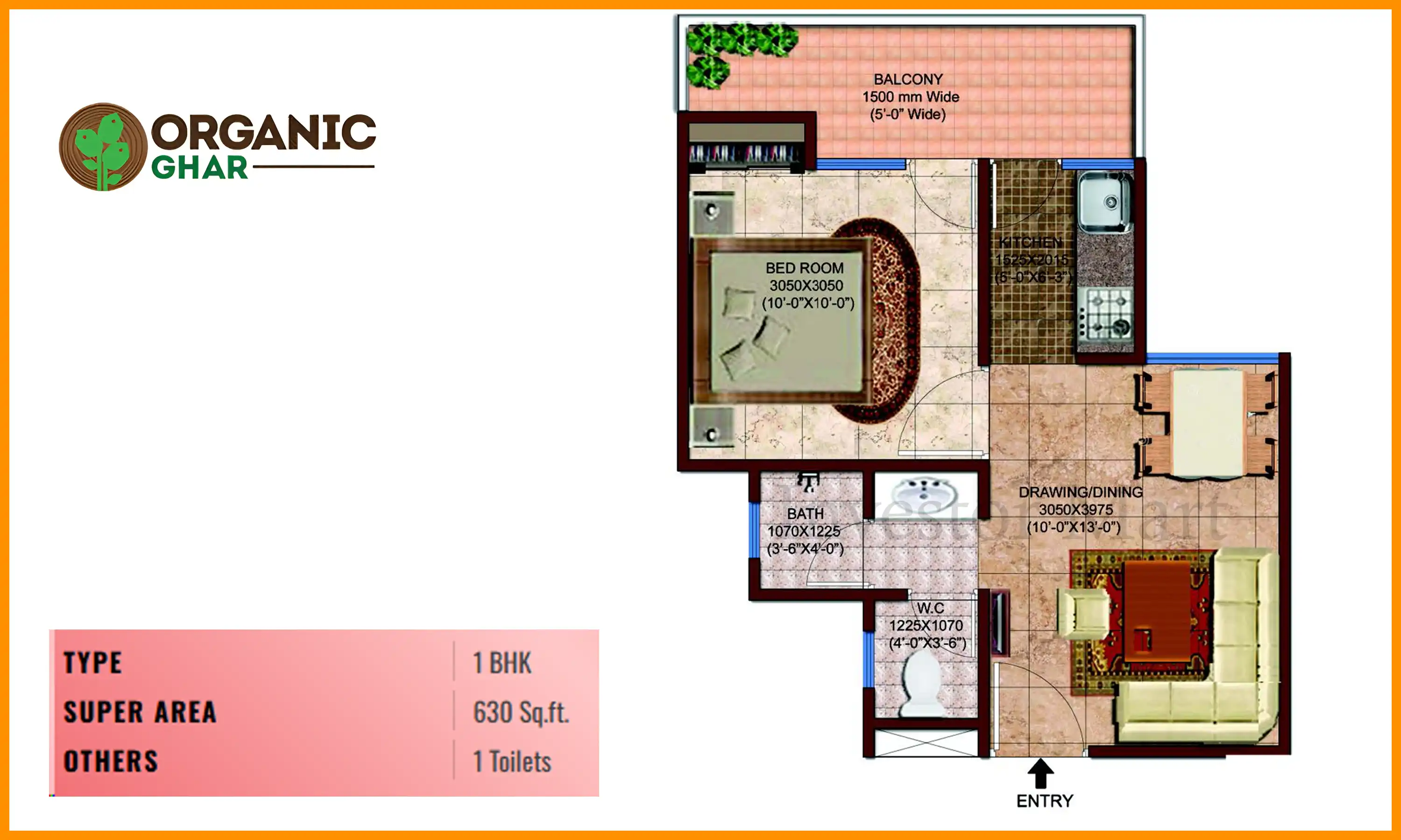 630 Sqft