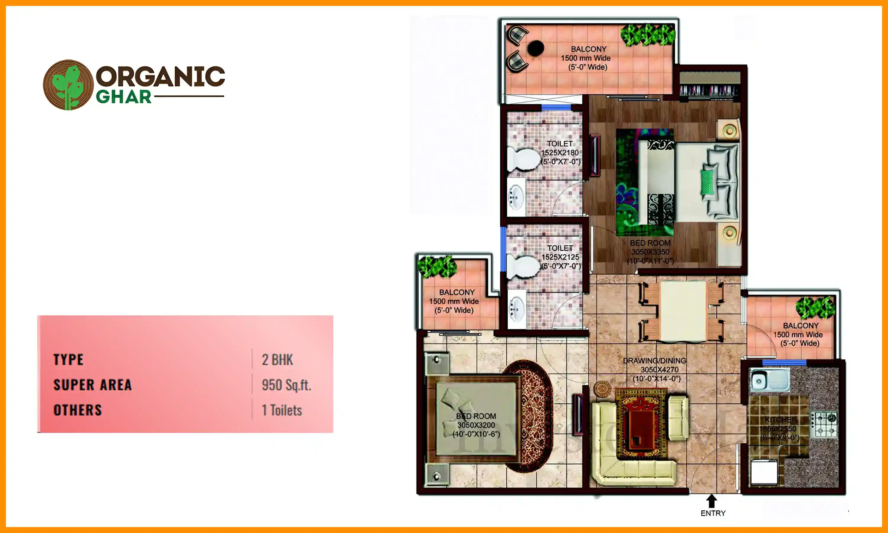 950 Sqft