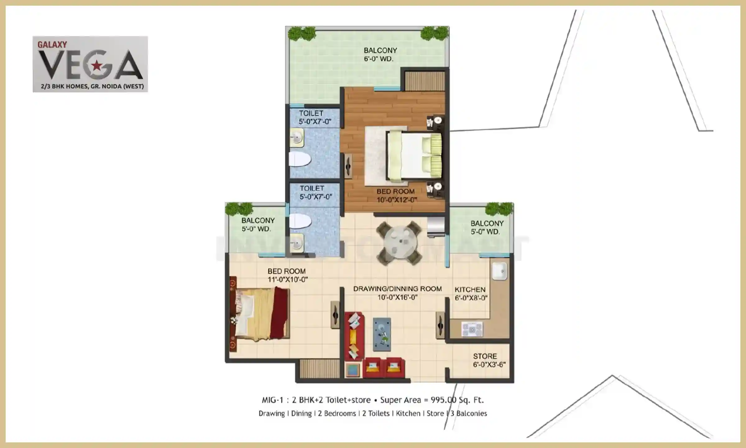 995 Sqft
