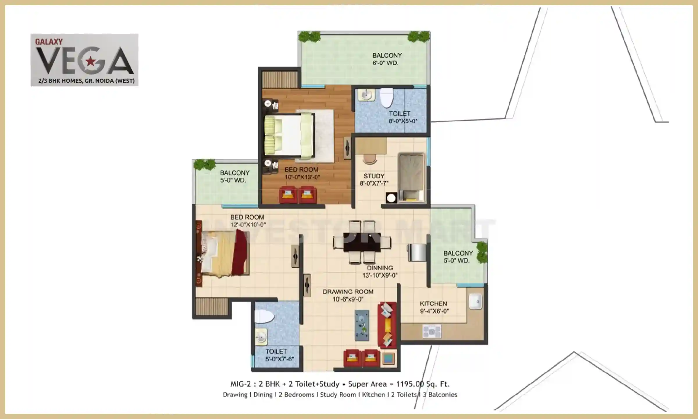 1195 Sqft