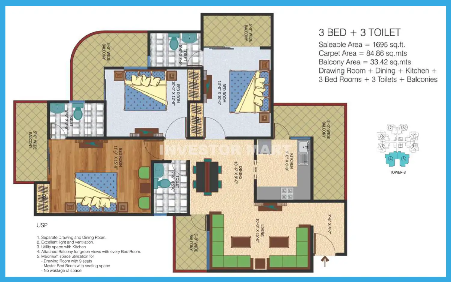 1695 Sqft