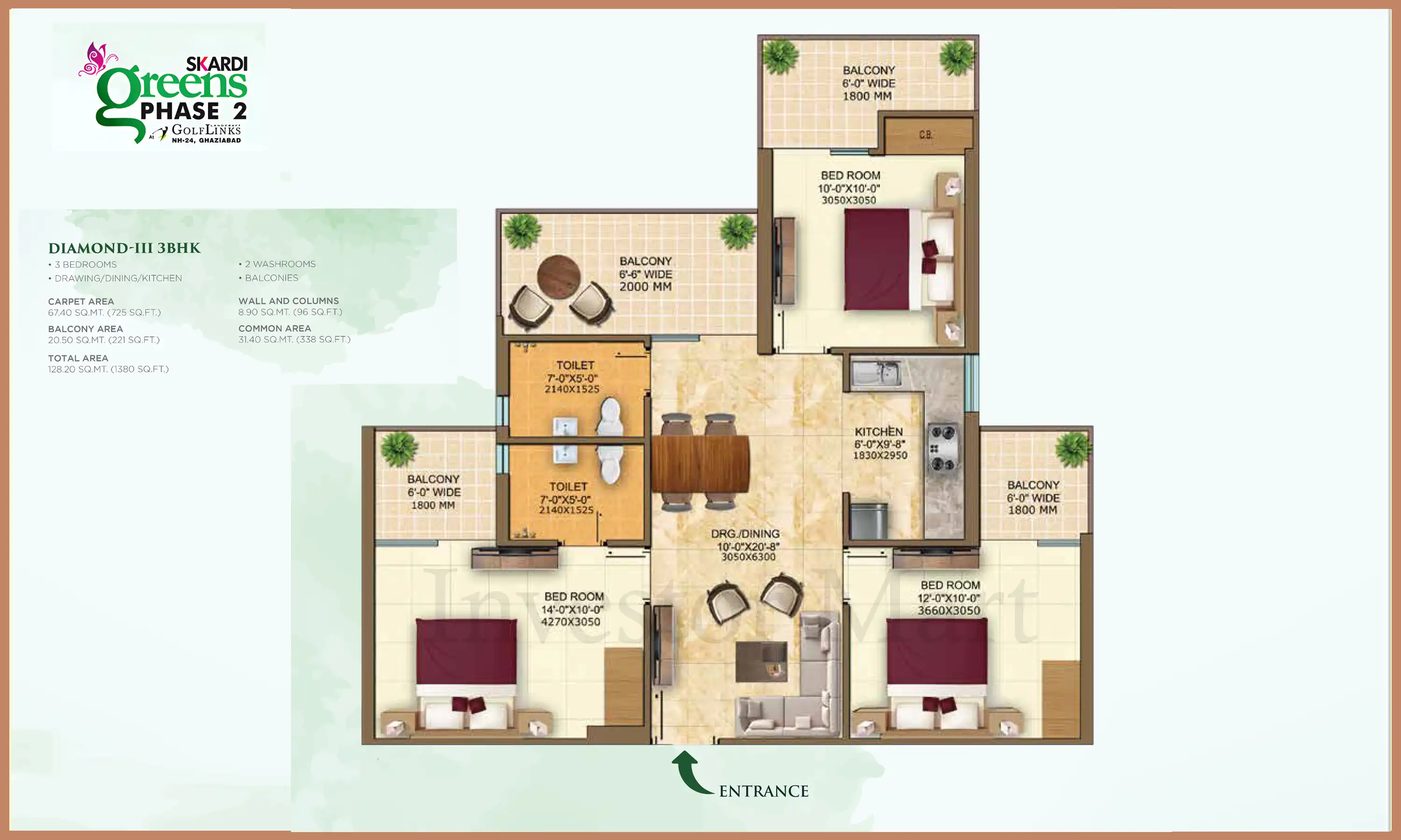 1380 Sqft